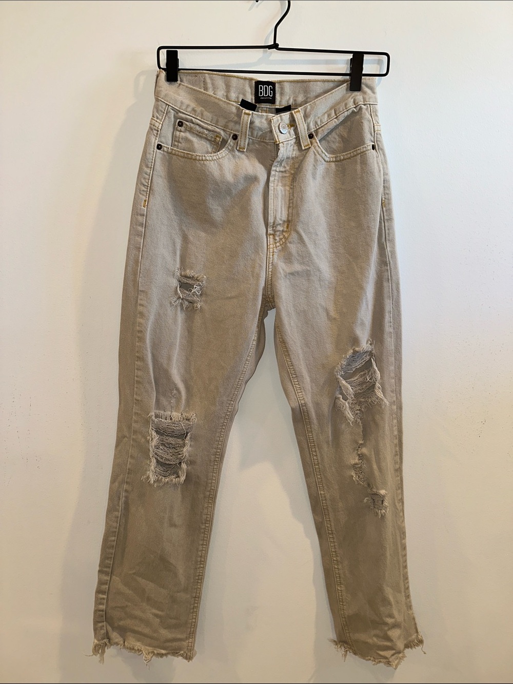 BDG Beige Distressed Boyfriend Jeans